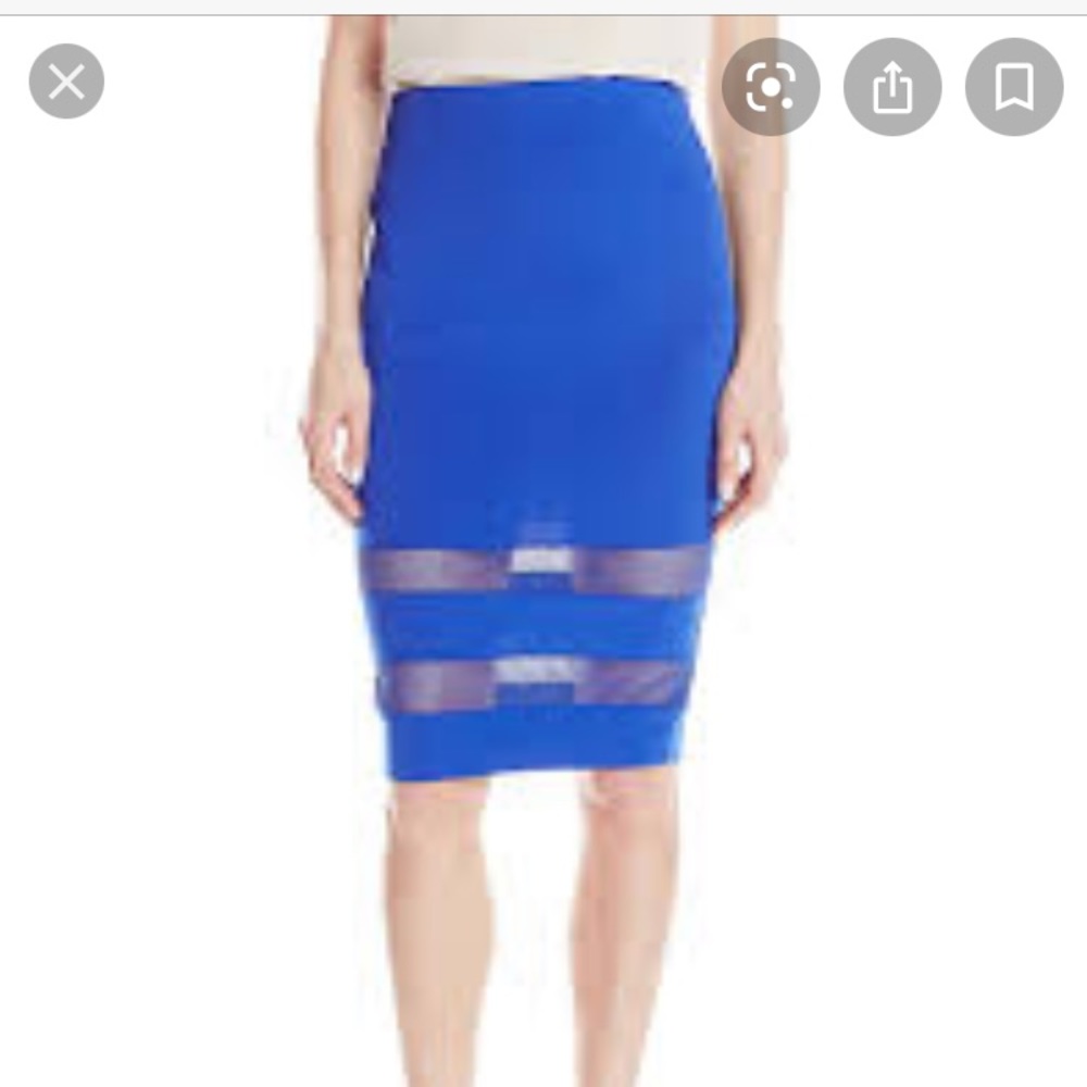 XOXO Pencil Skirt in Cobalt Blue with mesh detail